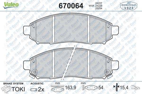 VALEO 670064 On Fren Balatasi Nissan Leaf 11>/Navara 2.5d 06>/Pathfinder 05>11 17 Jant